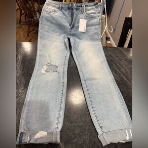 VERVET BY FLYING MONKEY Light Blue Cropped Jeans